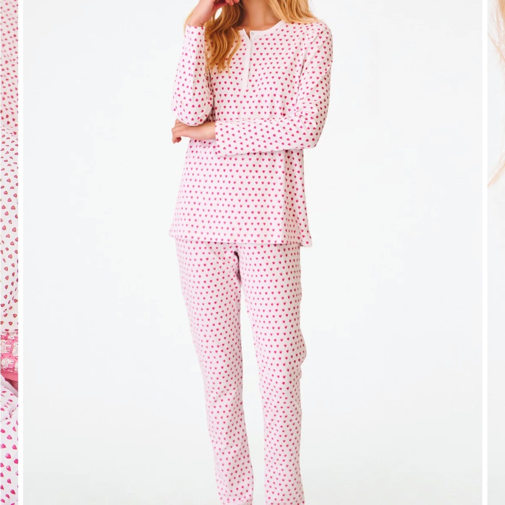 Roller Rabbit White and Pink Heart Pajama Set